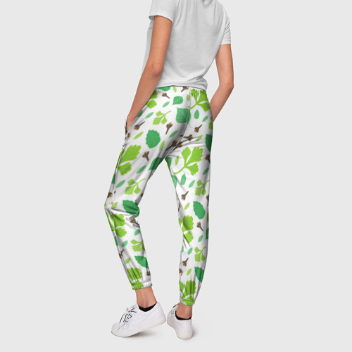 Женские брюки 3D с принтом Green plants, вид сзади #2