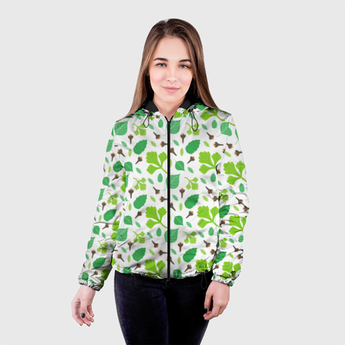 Женская куртка 3D с принтом Green plants, фото на моделе #1