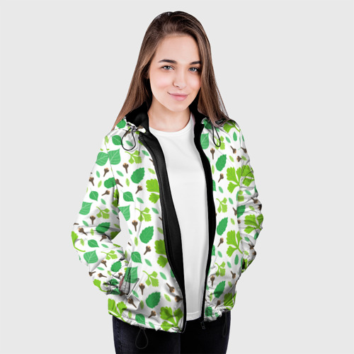 Женская куртка 3D с принтом Green plants, вид сбоку #3