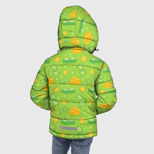 Зимняя куртка для мальчиков 3D с принтом Dollar money, вид сзади #2