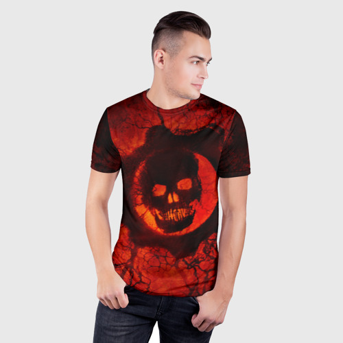 Мужская футболка 3D Slim Gears of War красный, цвет 3D печать - фото 3
