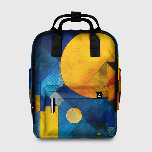 Женский рюкзак 3D Жёлтая и синяя геометрия
