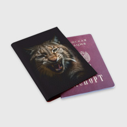 Обложка для паспорта матовая кожа Дикий кошачий зверь - фото 2