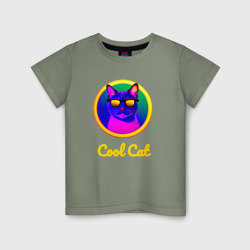 Детская футболка хлопок Крутой кот в очках