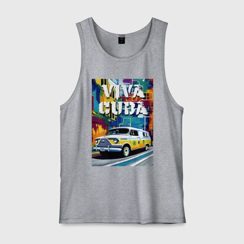 Мужская майка хлопок Viva Cuba - car - retro