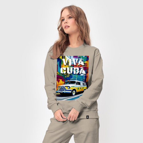 Женский костюм хлопок Viva Cuba - car - retro, цвет миндальный - фото 5