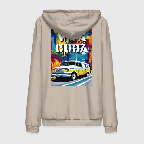 Мужская толстовка на молнии хлопок Viva Cuba - car - retro