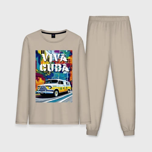 Мужская пижама с лонгсливом хлопок Viva Cuba - car - retro
