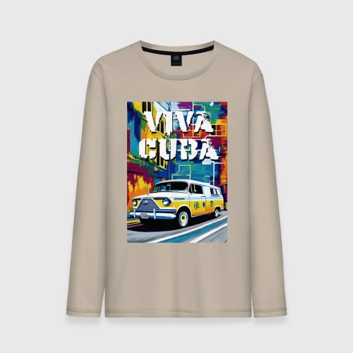 Мужской лонгслив хлопок Viva Cuba - car - retro