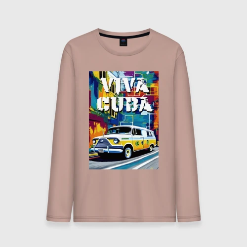 Мужской лонгслив хлопок Viva Cuba - car - retro