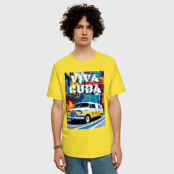 Мужская футболка хлопок Oversize Viva Cuba - car - retro - фото 2