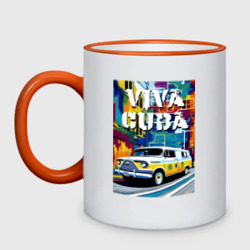 Кружка двухцветная Viva Cuba - car - retro