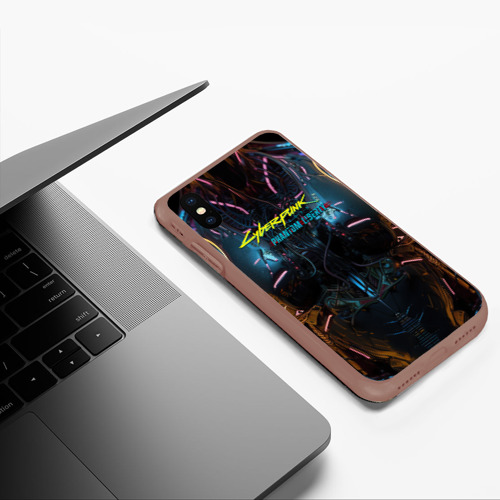 Чехол для iPhone XS Max матовый Киберпанк 2077 призрачная свобода лого, цвет коричневый - фото 5