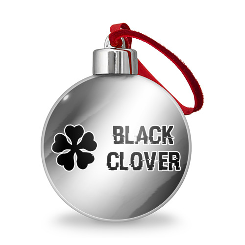 Ёлочный шар Black Clover glitch на светлом фоне: надпись и символ