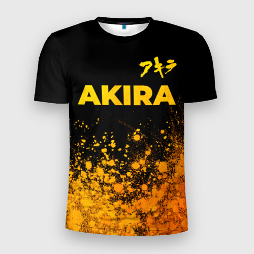 Мужская футболка 3D Slim Akira - gold gradient: символ сверху, цвет 3D печать