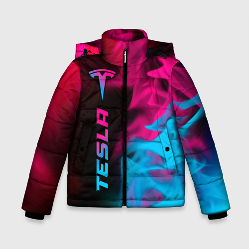 Зимняя куртка для мальчиков 3D Tesla - neon gradient: по-вертикали, цвет черный