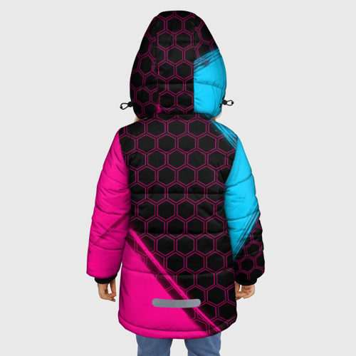 Зимняя куртка для девочек 3D Dead by Daylight - neon gradient: надпись, символ, цвет черный - фото 4