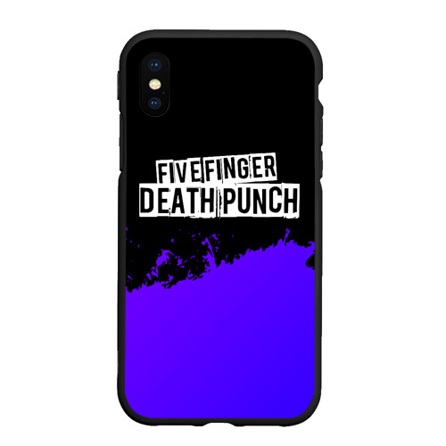 Чехол для iPhone XS Max матовый с принтом Five Finger Death Punch purple grunge, вид спереди #2
