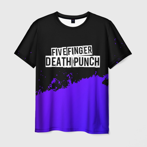 Мужская футболка 3D Five Finger Death Punch purple grunge, цвет 3D печать