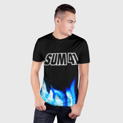 Мужская футболка 3D Slim Sum41 blue fire - фото 2