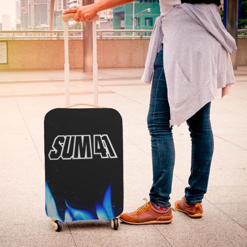 Чехол для чемодана 3D Sum41 blue fire, цвет 3D печать - фото 4