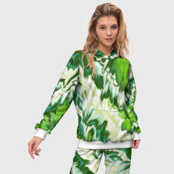 Женский костюм с толстовкой 3D Зеленые штрихи - фото 2
