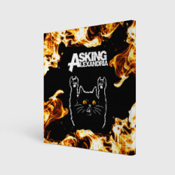 Холст квадратный Asking Alexandria рок кот и огонь