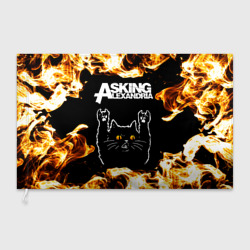 Флаг 3D Asking Alexandria рок кот и огонь