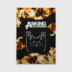 Обложка для автодокументов Asking Alexandria рок кот и огонь