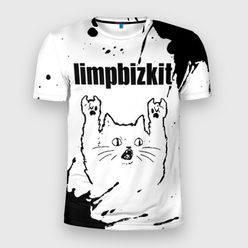 Мужская футболка 3D Slim Limp Bizkit рок кот на светлом фоне, цвет 3D печать