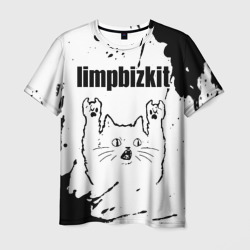 Limp Bizkit рок кот на светлом фоне – Мужская футболка 3D с принтом купить со скидкой в -26%