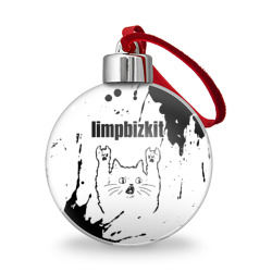 Ёлочный шар Limp Bizkit рок кот на светлом фоне