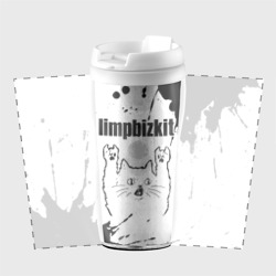 Термокружка-непроливайка Limp Bizkit рок кот на светлом фоне - фото 2