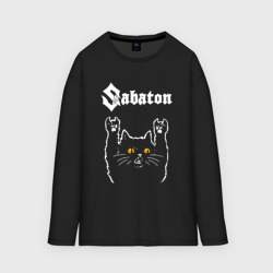 Мужской лонгслив oversize хлопок Sabaton rock cat