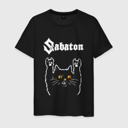 Sabaton rock cat – Мужская футболка хлопок с принтом купить со скидкой в -20%