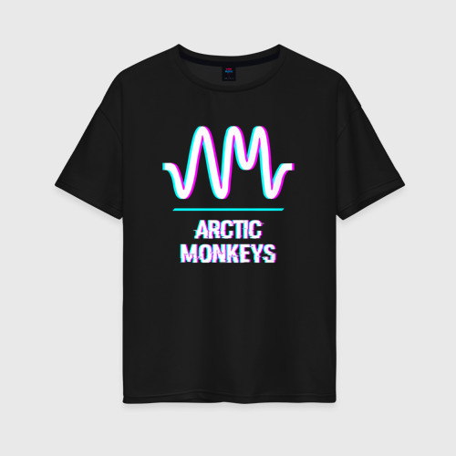 Женская футболка хлопок Oversize Arctic Monkeys glitch rock, цвет черный