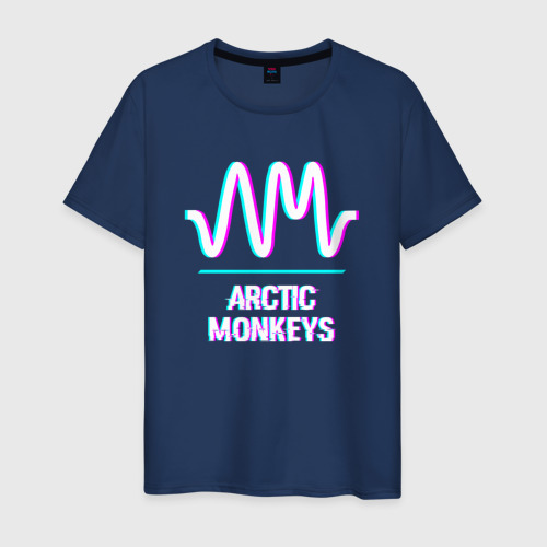 Мужская футболка из хлопка с принтом Arctic Monkeys glitch rock, вид спереди №1