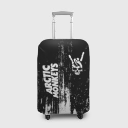 Чехол для чемодана 3D Arctic Monkeys и рок символ на темном фоне