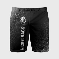 Мужские шорты спортивные Nickelback glitch на темном фоне: по-вертикали