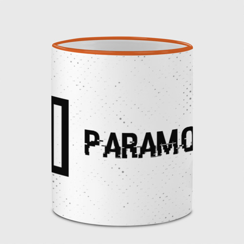 Кружка с полной запечаткой Paramore glitch на светлом фоне: надпись и символ, цвет Кант оранжевый - фото 4