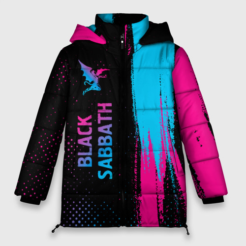 Женская зимняя куртка Oversize Black Sabbath - neon gradient: по-вертикали, цвет черный