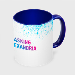 Кружка с полной запечаткой Asking Alexandria neon gradient style: надпись и символ