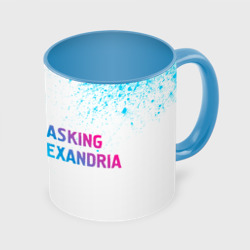 Кружка с полной запечаткой Asking Alexandria neon gradient style: надпись и символ