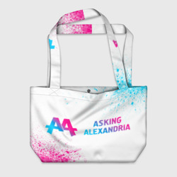 Пляжная сумка 3D Asking Alexandria neon gradient style: надпись и символ