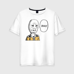 Женская футболка хлопок Oversize Сайтама мем okay