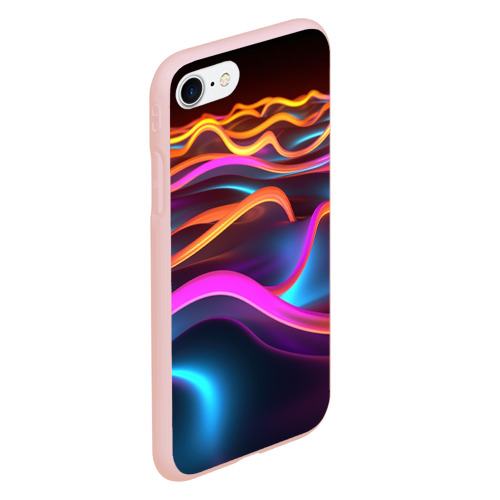 Чехол для iPhone 7/8 матовый с принтом Неоновые фиолетовые волны, вид сбоку #3