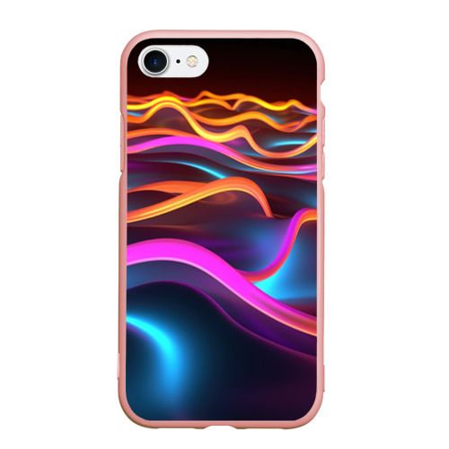 Чехол для iPhone 7/8 матовый с принтом Неоновые фиолетовые волны, вид спереди #2
