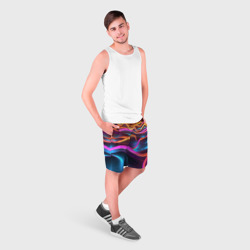 Мужские шорты 3D Неоновые фиолетовые волны - фото 2