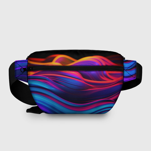Поясная сумка 3D с принтом Яркие неоновые волны, вид сзади #1