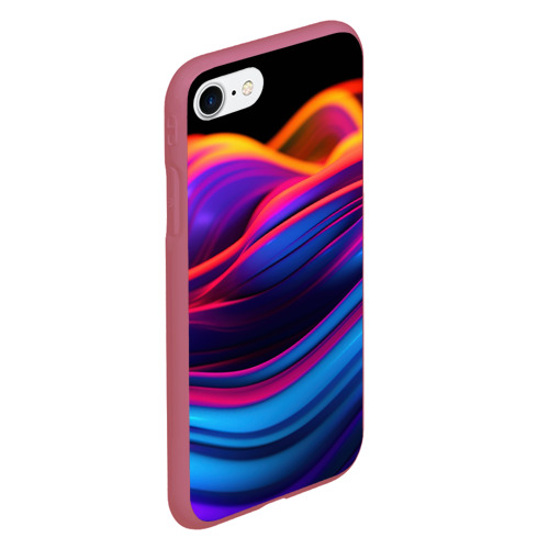 Чехол для iPhone 7/8 матовый с принтом Яркие неоновые волны, вид сбоку #3